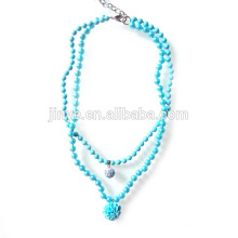 Boho Blue Crystal Peal Perlen Schichtung Halskette